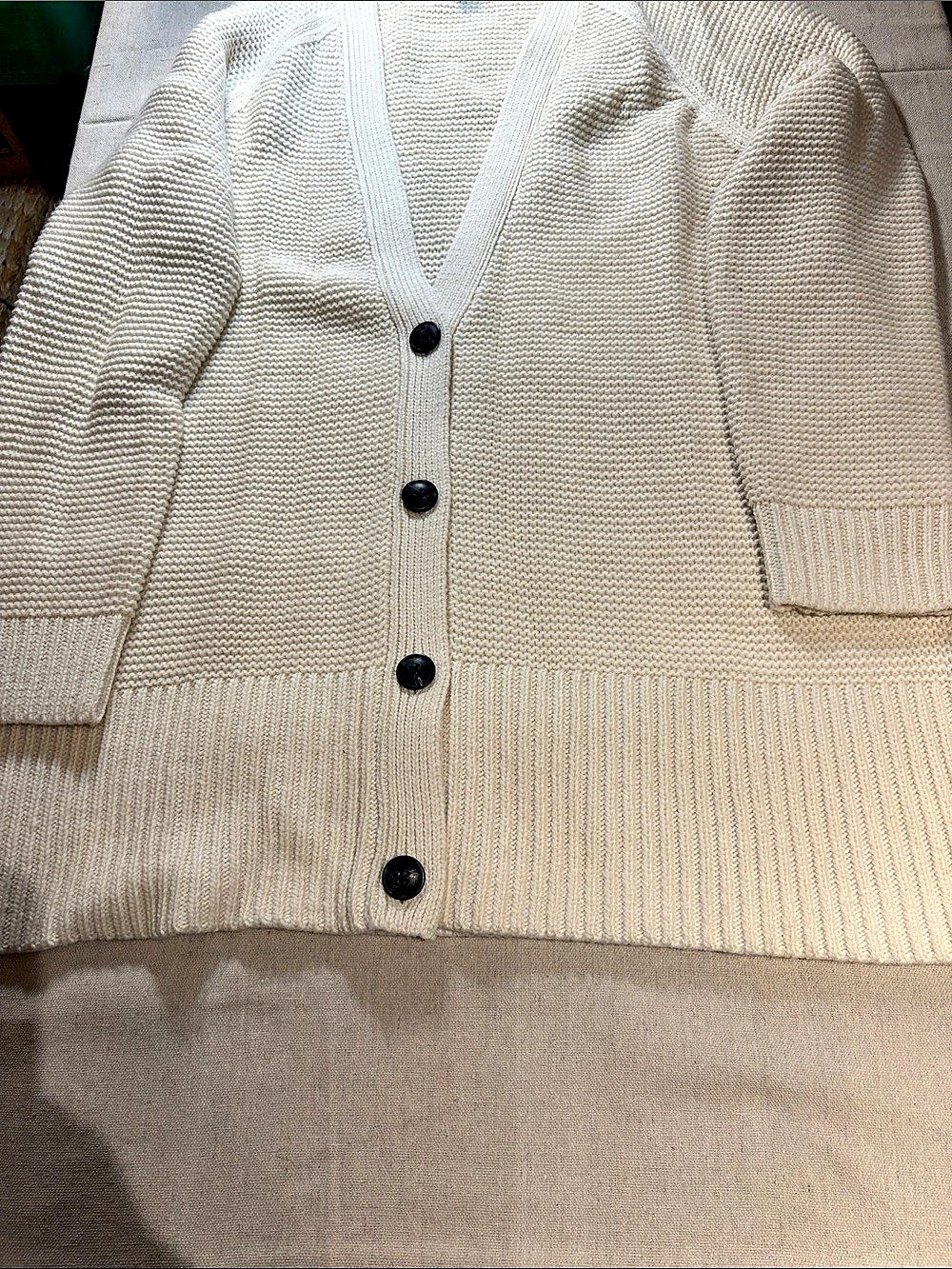 Gap Ribbed Button-Front Cardigan in Cream Size XXL